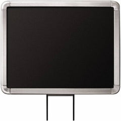 Lavi Industries - 11" High x 8-1/2" Long x 8-1/2" Wide Barrier Sign Frame - Aluminum, Satin Chrome Finish, Satin Aluminum, Use with Stanchion - Industrial Tool & Supply