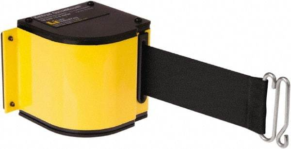 Lavi Industries - 3-1/2" High x 3-1/4" Long x 3-1/4" Wide Retractable Barrier Belt - Aluminum, Powdercoat Finish, Yellow, Use with Upright - Industrial Tool & Supply