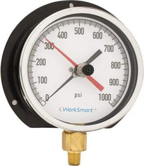 Value Collection - 4-1/2" Dial, 1/4 Thread, 0-1,000 Scale Range, Pressure Gauge - Lower Connection Mount, Accurate to 0.5% of Scale - Industrial Tool & Supply