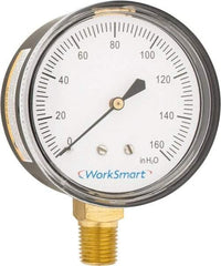Value Collection - 2-1/2" Dial, 1/4 Thread, 0-160 Scale Range, Pressure Gauge - Lower Connection Mount, Accurate to 1.5% of Scale - Industrial Tool & Supply