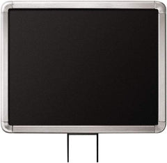 Lavi Industries - 14" High x 11" Long x 11" Wide Barrier Sign Frame - Aluminum, Satin Chrome Finish, Satin Aluminum, Use with Stanchion - Industrial Tool & Supply