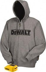 DeWALT - Size 2XL Heated & Cold Weather Jacket - Gray, Polyester, Zipper Closure - Industrial Tool & Supply