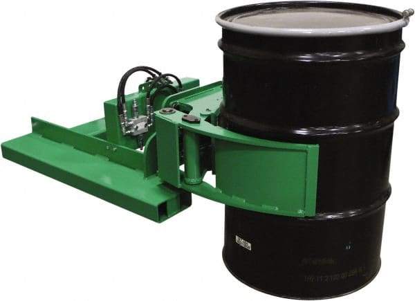 Valley Craft - 2,000 Lb Load Capacity, 30, 55 & 85 Gal Forklift Drum Handler - Steel Wheels - Industrial Tool & Supply