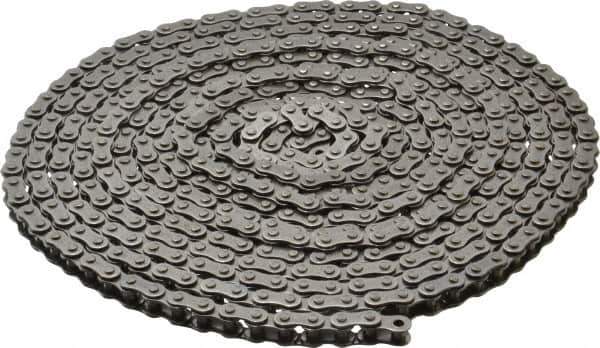 Morse - 1/4" Pitch, ANSI 25, Single Strand Roller Chain - Chain No. 25, 10 Ft. Long, 1/4" Roller Diam, 3/16" Roller Width - Industrial Tool & Supply