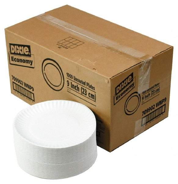 Dixie - Dixie Uncoated Paper Plates, 9" - White - Industrial Tool & Supply