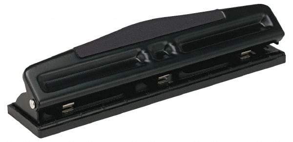 UNIVERSAL - Paper Punches Type: 12 Sheet 2 and 3-Hole Adjustable Punch Color: Black - Industrial Tool & Supply