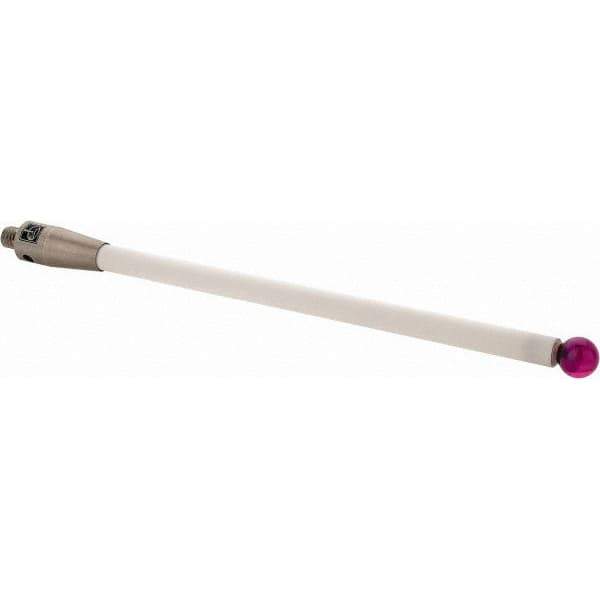 Renishaw - 0.2362 Inch Ball Diameter, Ceramic Stem, M4 Thread, Ruby Point Ball Tip CMM Stylus - 3-31/64 Inch Working Length, 0.1772 Inch Stem Diameter, 3-15/16 Inch Overall Length - Industrial Tool & Supply