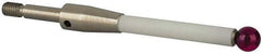 Renishaw - 0.24 Inch Ball Diameter, Ceramic Stem, M4 Thread, Ruby Point Ball Tip CMM Stylus - 1.5158 Inch Working Length, 0.1772 Inch Stem Diameter, 1.9685 Inch Overall Length - Industrial Tool & Supply
