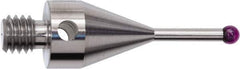 Renishaw - 0.1181 Inch Ball Diameter, Stainless Steel Stem, M4 Thread, Ruby Point Ball Tip CMM Stylus - 0.5118 Inch Working Length, 0.0787 Inch Stem Diameter, 0.7283 Inch Overall Length - Industrial Tool & Supply