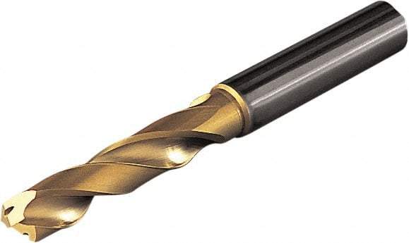 Seco - 7mm 140° Spiral Flute Solid Carbide Screw Machine Drill Bit - Multilayer TiAlN Finish, Right Hand Cut, 34mm Flute Length, 79mm OAL, Straight Shank, Through Coolant - Industrial Tool & Supply
