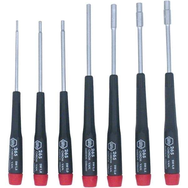 Wiha - 7 Piece, 1.5 to 4mm Nut Driver Set - Standard Shaft, Precision Tapered Handle - Industrial Tool & Supply