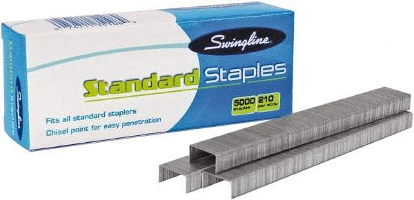 Swingline - 1/4" Leg Length, Galvanized/Low-Carbon Steel Standard Staples - 20 Sheet Capacity, For Use with 210 Full Strip Standard Staplers - Industrial Tool & Supply