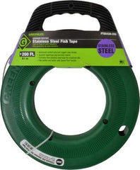 Greenlee - 200 Ft. Long x 1/8 Inch Wide, 0.045 Inch Thick, Stainless Steel Fish Tape - 400 Lb. Pulling Strength, Includes Case - Industrial Tool & Supply