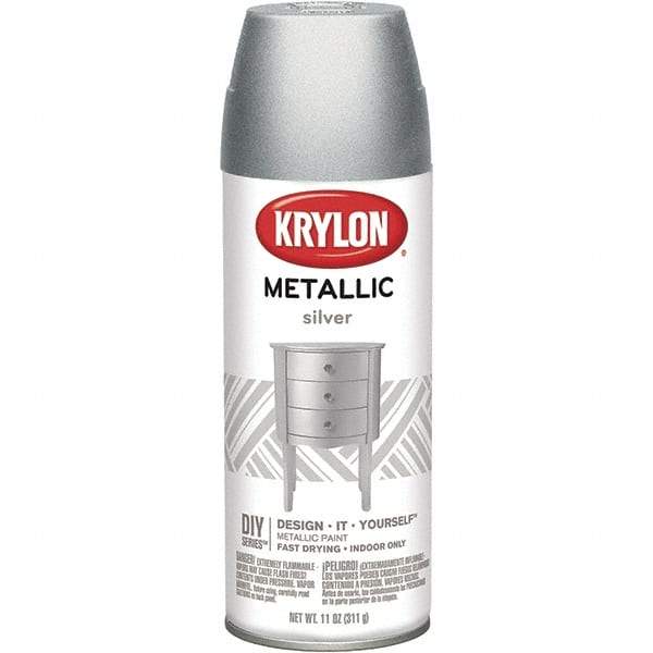 Krylon - Silver, Metallic, Aerosol Spray Paint - 15 to 20 Sq Ft per Can, 16 oz Container - Industrial Tool & Supply