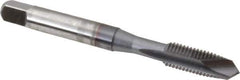 OSG - 1/4-28 UNF, 2 Flute, TiCN Finish, High Speed Steel Spiral Point Tap - Plug Chamfer, Right Hand Thread, 2-1/2" OAL, 1" Thread Length, 0.255" Shank Diam - Exact Industrial Supply