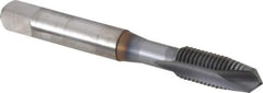 OSG - 5/16-24 UNF, 2 Flute, TiCN Finish, High Speed Steel Spiral Point Tap - Plug Chamfer, Right Hand Thread, 2-23/32" OAL, 1-1/8" Thread Length, 0.318" Shank Diam, 2B Class of Fit - Exact Industrial Supply