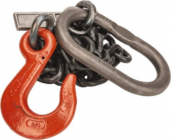 Lift-All - 5' Long x 4-1/2" Wide, 8,800 Lb Basket Capacity, Alloy Steel Web Sling - 8,800 Lb Choker Capacity, SOS Chain Sling, 3/8" Diam Chain, Natural, Single Style - Industrial Tool & Supply