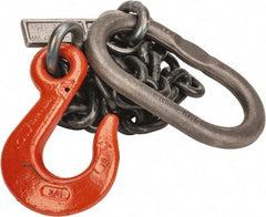 Lift-All - 5' Long x 4-1/2" Wide, 8,800 Lb Basket Capacity, Alloy Steel Web Sling - 8,800 Lb Choker Capacity, SOS Chain Sling, 3/8" Diam Chain, Natural, Single Style - Industrial Tool & Supply