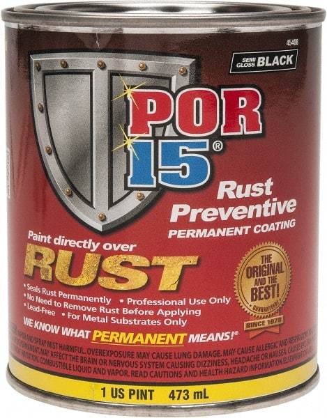 POR-15 - 1 Pint, Semi Gloss Black, Rust Preventative Paint - Comes in Can - Industrial Tool & Supply