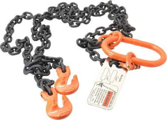 Pewag - 5' Long, 3,600 Lb Basket Capacity, 3,600 Lb Vertical Capacity, Alloy Steel Web Sling - DOG Chain Sling, 7/32" Diam Chain, Silver (Color), with Grab Hook & Master Link - Industrial Tool & Supply
