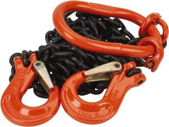 Pewag - 5' Long, 3,600 Lb Basket Capacity, 3,600 Lb Vertical Capacity, Alloy Steel Web Sling - DOS Chain Sling, 7/32" Diam Chain, Silver (Color), with 2 Sling Hooks & Master Link - Industrial Tool & Supply