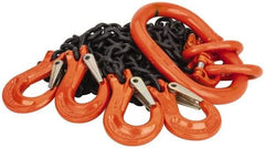 Pewag - 5' Long, 5,500 Lb Basket Capacity, 5,500 Lb Vertical Capacity, Alloy Steel Web Sling - QOS Chain Sling, 7/32" Diam Chain, Silver (Color), with 4 Sling Hooks & Master Link - Industrial Tool & Supply