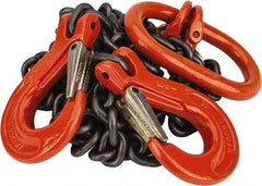 Pewag - 5' Long, 6,100 Lb Basket Capacity, 6,100 Lb Vertical Capacity, Alloy Steel Web Sling - DOS Chain Sling, 9/32" Diam Chain, Silver (Color), with 2 Sling Hooks & Master Link - Industrial Tool & Supply