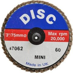 Garryson - 60 Grit, 3" Disc Diam, Type 27 Zirconia Alumina Flap Disc - 20,000 Max RPM, Nylon Backing, Quick Change Type R Attaching System, Coated - Industrial Tool & Supply