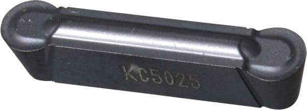 Kennametal - 0400M0R GMP Grade KC5025, 4mm Cutting Width Carbide Grooving Insert - 3.4mm Max Depth of Cut, Neutral, 0.0787" Corner Radius, TiAlN Finish - Industrial Tool & Supply