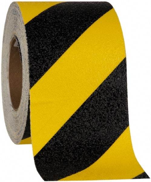 NMC - Black & Yellow Striped Anti-Slip Vinyl Tape - 6" Wide x 60' Long x 0.02" Thick, General Traffic - Industrial Tool & Supply