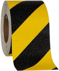 NMC - Black & Yellow Striped Anti-Slip Vinyl Tape - 4" Wide x 60' Long x 0.02" Thick, General Traffic - Industrial Tool & Supply