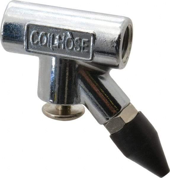 Coilhose Pneumatics - 150 Max psi Rubber Inline Blow Gun - 1/4 NPT, 3/4" Tube Length, Chrome Plated Zinc - Industrial Tool & Supply