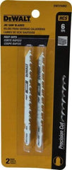 DeWALT - 4" Long, 6 Teeth per Inch, High Carbon Steel Jig Saw Blade - Toothed Edge, 1/4" Wide x 0.035" Thick, T-Shank - Industrial Tool & Supply