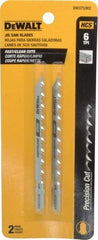 DeWALT - 4" Long, 6 Teeth per Inch, High Carbon Steel Jig Saw Blade - Toothed Edge, 1/4" Wide x 0.06" Thick, T-Shank - Industrial Tool & Supply