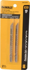 DeWALT - 4" Long, 10 Teeth per Inch, High Carbon Steel Jig Saw Blade - Toothed Edge, 1/4" Wide x 0.06" Thick, T-Shank - Industrial Tool & Supply