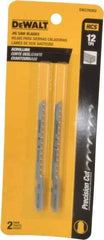 DeWALT - 3" Long, 12 Teeth per Inch, High Carbon Steel Jig Saw Blade - Toothed Edge, 1/4" Wide x 0.06" Thick, T-Shank - Industrial Tool & Supply