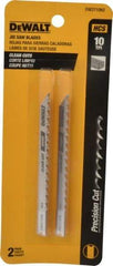 DeWALT - 4" Long, 10 Teeth per Inch, High Carbon Steel Jig Saw Blade - Toothed Edge, 1/4" Wide x 0.06" Thick, U-Shank - Industrial Tool & Supply