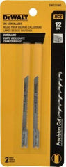 DeWALT - 3" Long, 12 Teeth per Inch, High Carbon Steel Jig Saw Blade - Toothed Edge, 1/4" Wide x 1/16" Thick, U-Shank - Industrial Tool & Supply