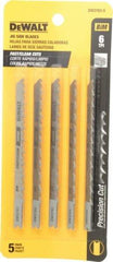 DeWALT - 4" Long, 6 Teeth per Inch, High Carbon Steel Jig Saw Blade - Toothed Edge, 1/4" Wide x 0.06" Thick, U-Shank - Industrial Tool & Supply