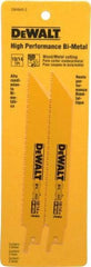 DeWALT - 6" Long x 3/4" Thick, Bi-Metal Reciprocating Saw Blade - Straight Profile, 10 to 14 TPI, Toothed Edge, Universal Shank - Industrial Tool & Supply