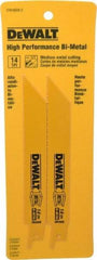 DeWALT - 6" Long x 3/4" Thick, Bi-Metal Reciprocating Saw Blade - Straight Profile, 14 TPI, Toothed Edge, Universal Shank - Industrial Tool & Supply