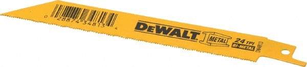 DeWALT - 6" Long x 3/4" Thick, Bi-Metal Reciprocating Saw Blade - Straight Profile, 24 TPI, Toothed Edge, Universal Shank - Industrial Tool & Supply