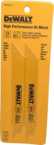 DeWALT - 6" Long x 3/4" Thick, Bi-Metal Reciprocating Saw Blade - Straight Profile, 24 TPI, Toothed Edge, Universal Shank - Industrial Tool & Supply