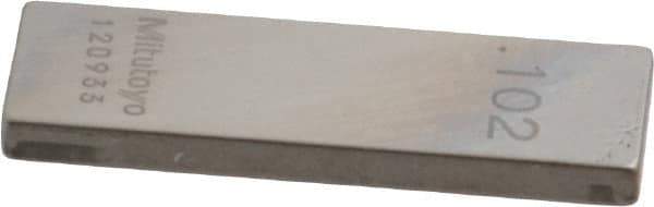 Mitutoyo - 0.102" Rectangular Steel Gage Block - Accuracy Grade 0, Includes Certificate of Inspection - Industrial Tool & Supply