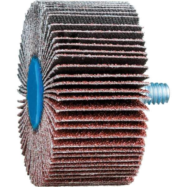PFERD - 2" Diam x 1" Face Width, Aluminum Oxide Coated Mounted Flap Wheel - 1/4-20 Threaded Mount, 60 Grit, 23,000 Max RPM - Industrial Tool & Supply