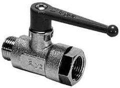 Legris - 3/8" Pipe, Brass Standard Ball Valve - 1 Piece, Inline - One Way Flow, MBSPP x FBSPP Ends, Lever Handle, 580 WOG - Industrial Tool & Supply