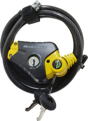 Master Lock - 6' Long 4 Pin Tumbler Keyed Padlock Cable & Lock - 3/8" Diam, Keyed Alike - Industrial Tool & Supply