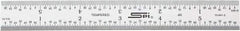 SPI - 6" Long, 1/64, 1/32, 1/16, 1/8" Graduation, Rigid Steel Rule - 4R Graduation Style, 3/4" Wide, Silver, Satin Chrome Finish - Industrial Tool & Supply