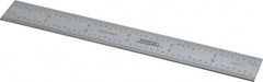 SPI - 6" Long, 1/64, 1/32" and 0.5, 1mm Graduation, Rigid Steel Rule - English/Metric Graduation Style, 3/4" Wide, Silver, Satin Chrome Finish - Industrial Tool & Supply