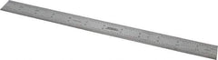 SPI - 12" Long, 1/64, 1/50, 1/32, 1/10" Graduation, Rigid Steel Rule - 3R Graduation Style, 1" Wide, Silver, Satin Chrome Finish - Industrial Tool & Supply